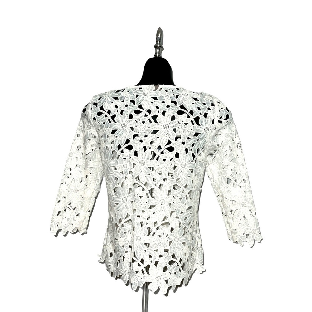 NWOT VERO MODA XS Big Flower Lace Top 3/4 Sleeve - Picture 4 of 6